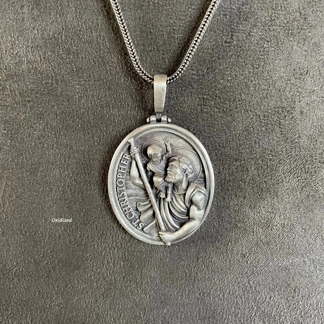 Saint Christopher Pendant, Sterling Silver St Christopher Necklace ...