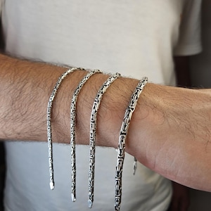 Byzantinischer Kettenarmband aus 925er Sterlingsilber, handgefertigter byzantinischer Schmuck für Frauen, Königskette, Armband für Männer, Schmuckgeschenk