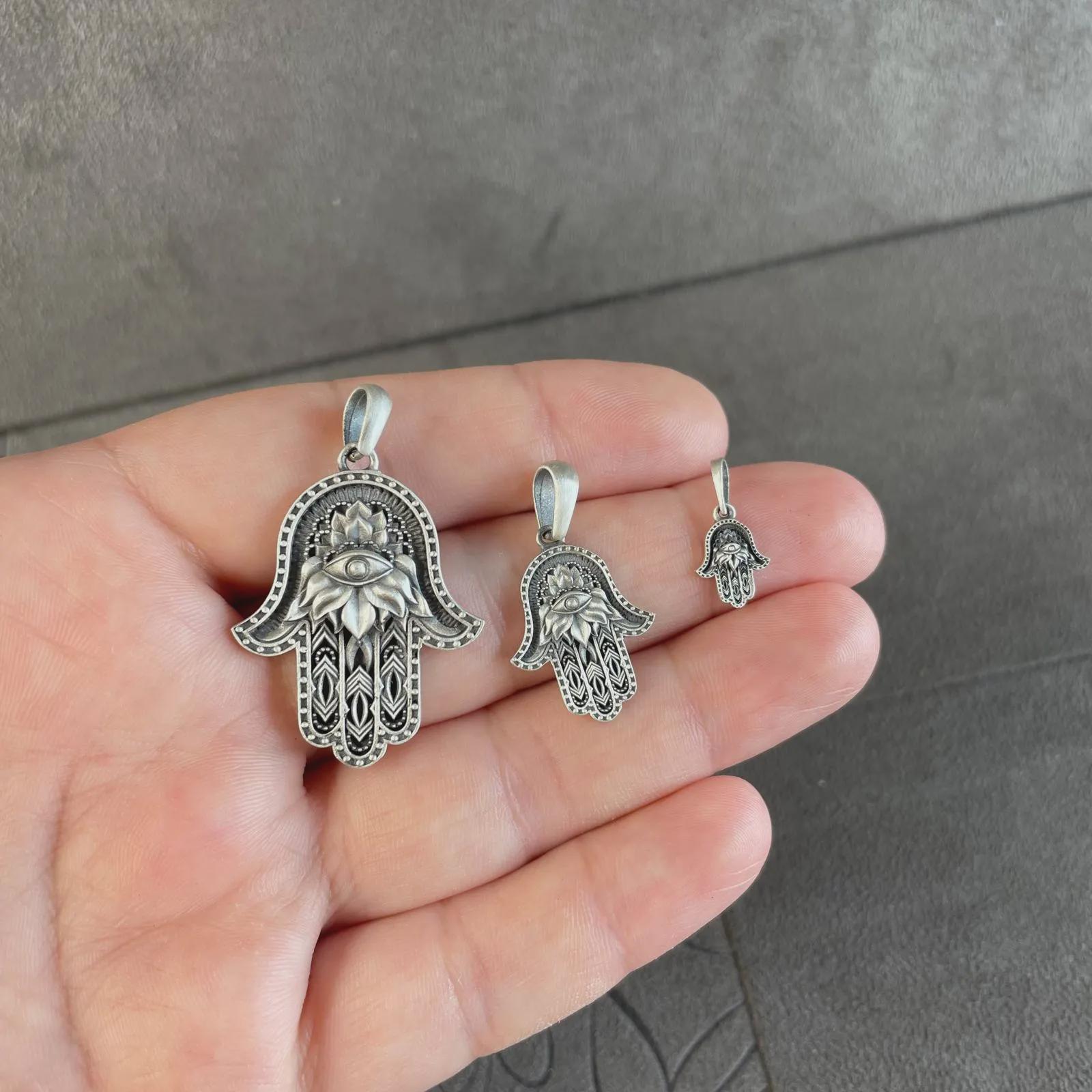 Collana Mano Hamsa Fatima In Argento 925 Con Agata E Malocchio | Gioiello DunyaGems UK