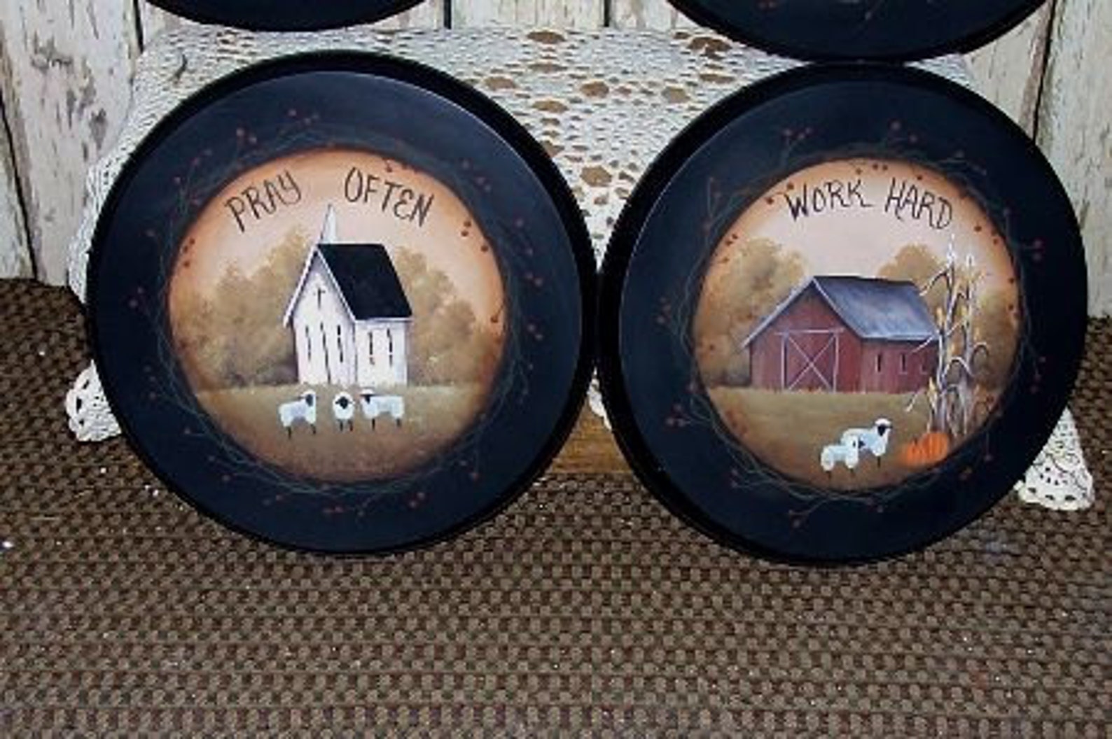 Stove Burner Covers Saltbox Primitive Folk Art 4 Seasons Etsy