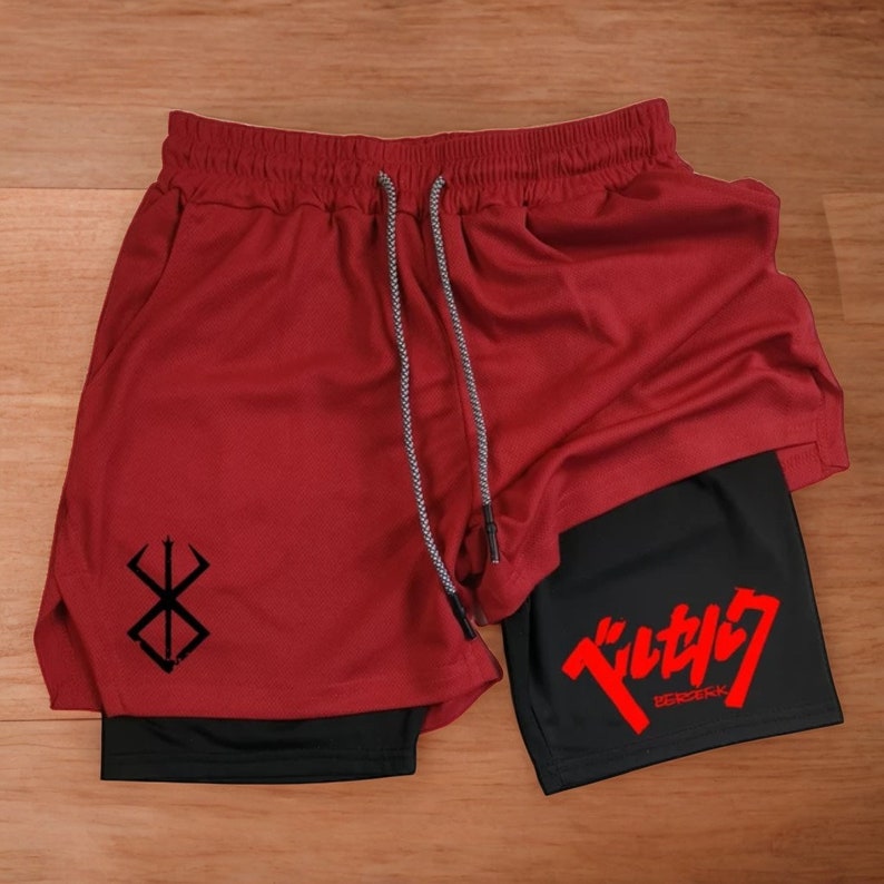 Pantaloncini Uomo Con Stampa Berserk Manga - Tasche E Vita Elasticizzata Per Sport E Casual