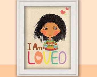 Affirmation Print - I Am Loved,  Affirmation Wall  Art,  Affirmation Poster, Children's Positive Affirmations, Daily Affirmations for Kids