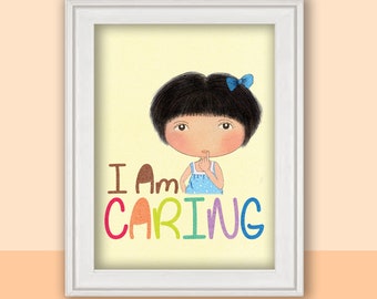 Affirmation Print - I Am Caring,  Affirmation Wall  Art,  Affirmation Poster, Children's Positive Affirmations, Daily Affirmations for Kids