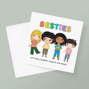 Besties Are Chaos, Laughter, Support and Repeat - Friendship Card
