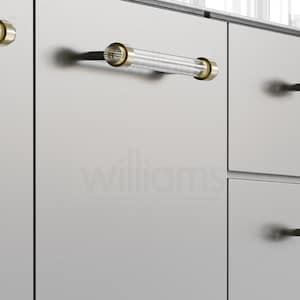 Acrylic Drawer Pull | Modern Lucite Cabinet Handle, Brass Accents