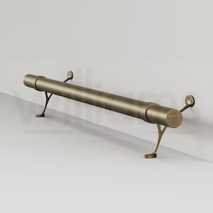 Antique Brass Bar Foot Rail Kit | Combination Bracket | Flush End Cap | Home Bar Accessories & Décor