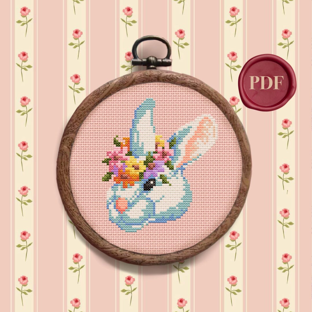 Vintage Easter Bunny Cross Stitch Pattern - Downloadable PDF - DIY Cute ...