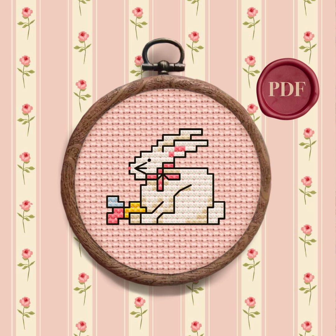 Vintage Easter Bunny Cross Stitch Pattern - Downloadable PDF Small ...