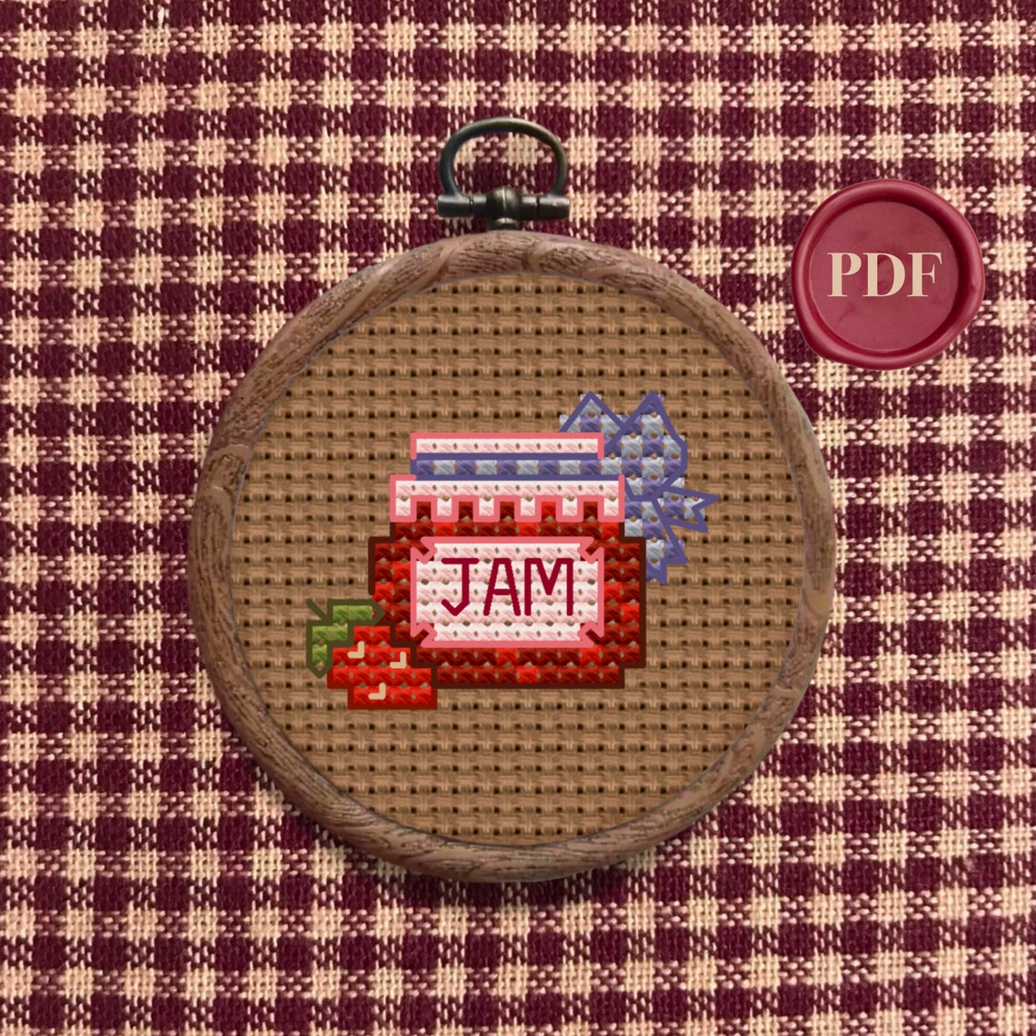 Jam Ink Pattern Strawberry Jam Cross Stitch Pattern - Downloadable PDF - Small Simple ...