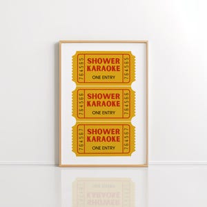 Karaoke Dusche Ticket Print - Badezimmer Dekor - Retro Kunstdruck - Vintage Poster - Preppy Zimmer Dekor