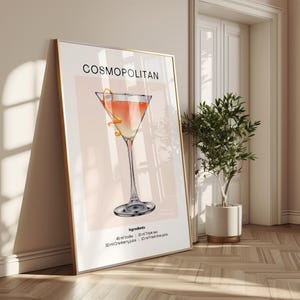 Cosmopolitan Cocktail Poster - Kosmopolitisches Poster für Küchenwandkunst, Cocktailwandkunst und Bardekor - Perfekt für Kosmopolitische Liebhaber