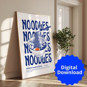 Ramen Poster Art - Digitale Kunst - Druckbares Poster - Ramen Nudeln - Ramen Schüssel - Küchen Wandkunst - Wohndeko