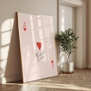 Impression As de coeur - Art mural de cartes à jouer - Se sentir chanceux