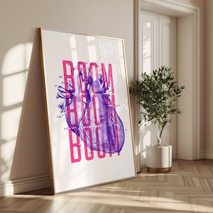 Póster de arte de corazón / Ilustración de corazón anatómico "Boom Boom Boom" / Arte de pared único / Póster de corazón moderno / Impresión de decoración del hogar