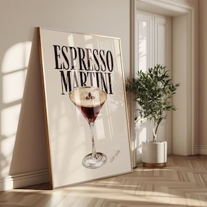 Espresso Martini Poster | Cocktail Illustration | Perfekt für Home Bar Decor | Kunst für Küche | Esszimmer Dekoration |  Alkohol Poster