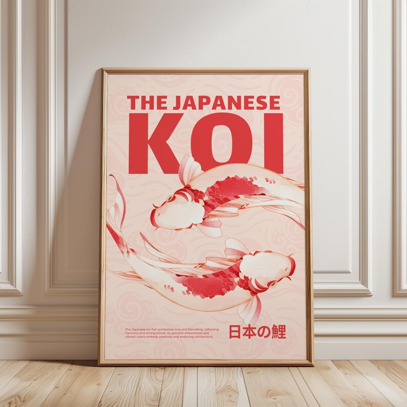 Koi Lettering The Japanese Koi Poster – Symbolism of Love & Friendship - Koi Wall Art ...