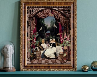 Strange Twin Print, Botanical Goth Print, Victorian Gothic Home Decor, Witchy Room, Dark Cottagecore, Macabre Wall Art, Surreal Collage