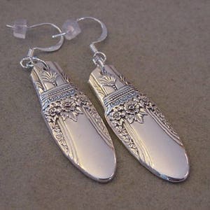 Spoon Jewelry Earrings 1937 FIRST LOVE Vintage Silver Spoon Earrings Silverware Jewelry image 2