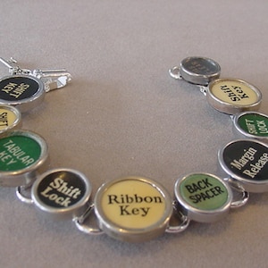 Vintage Typewriter Key Bracelet  Function  Keys Colorful steampunk Recycled jewelry