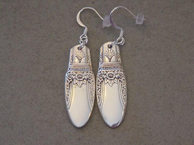 Silver spoon earrings discount
