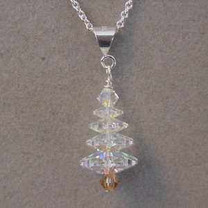 Christmas Jewelry necklace Crystal AB CHRISTMAS TREE Necklace Made with Swarovski crystals - Choice Silver or Gold