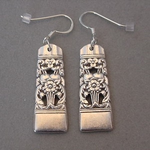 Spoon Jewelry Earrings 1936 CORONATION Vintage Silver  SPOON EARRINGS Silverware Jewelry