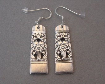 Spoon Jewelry Earrings 1936 CORONATION Vintage Silver  SPOON EARRINGS Silverware Jewelry