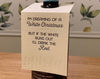 Letterpress Wine & Spirit Tag - "White Christmas"