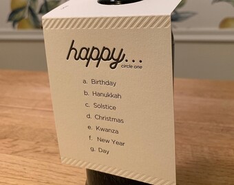 Letterpress Wine & Spirit Tag - "Happy Whatever"