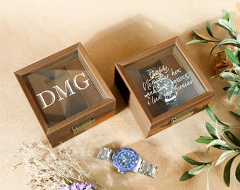 Custom Engraved Watch Box | Gift for Dad | Birthday Gift for Men | Personalized Watch Storage Case| Fathers Day Gift | Anniversary Gift