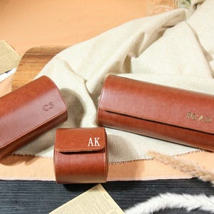 Scatola porta orologi in pelle personalizzata, regali per la festa del papà per uomo, regalo per lui, regalo per lo sposo, scatola porta orologi da viaggio, custodia porta orologi incisa per lo sposo