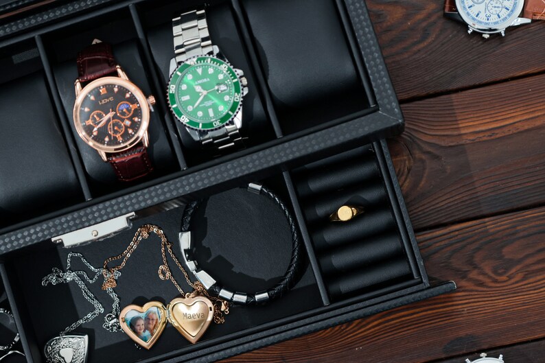 Personalized Leather Watch Box Watch Storage Watch Organizer Double ...