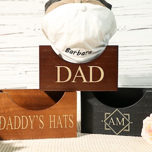 Vaderdagcadeau, gepersonaliseerde houten hoedenopberger, aangepaste hoedenhouder, gegraveerd hoedenrek, opacadeau, vadercadeau, verjaardagscadeaus vader