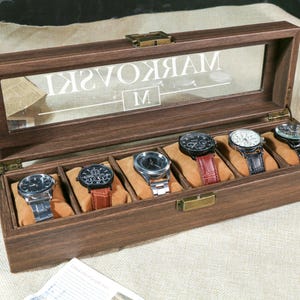Custom Engraved Watch Box | Gift for Dad | Valentines Gift for Men | Personalized Watch Storage Case| Personalized Gift | Anniversary Gift