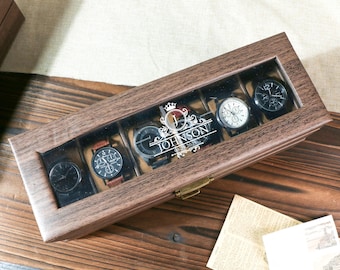 Custom Engraved Watch Box, Personalized Watch Case for Men, Anniversary Gifts for Him, Gift for Dad Husband Boyfriend, Watch Storage Case