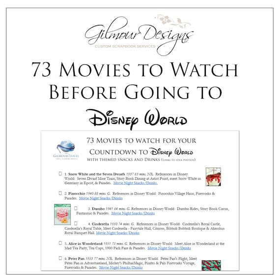 Disney Movie Countdown Checklist | Etsy