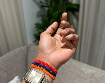 Armenia Flag Beaded Bracelet: AfroCrafted Glass Bead Jewelry • Personalised Birthday Gift • AfroCrafted