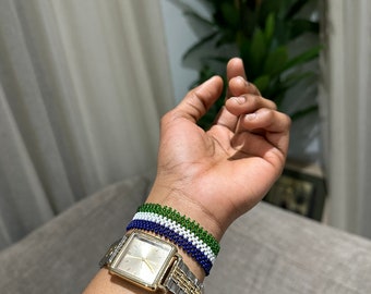 Sierra Leone Flag Bracelet • Custom Bracelets • Personalized Birthday Gift • AfroCrafted