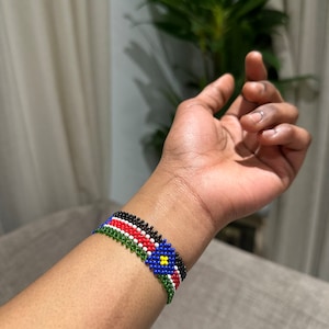 South Sudan Flag Bracelet • Custom Beaded Bracelets • Personalized Birthday Gift