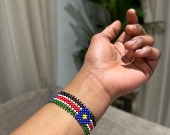 South Sudan Flag Bracelet • Custom Beaded Bracelets • Personalized Birthday Gift