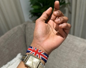 United Kingdom • UK • Flag Bracelet • Custom Bracelets • Personalized Birthday Gift • AfroCrafted
