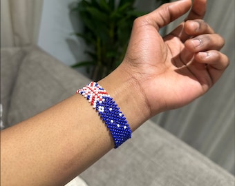 Australia Flag Bracelet • Custom Beaded Bracelets • Personalized Birthday Gift