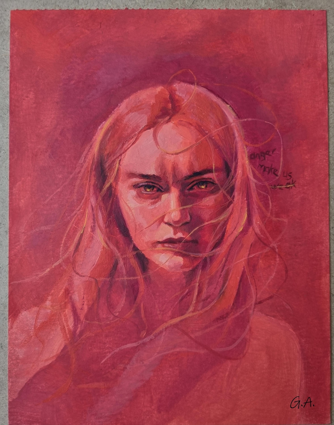 Original Red Oil Painting | Feminine Rage Portrait | Expressionist Wall ...