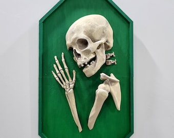 3D Printed Skeleton Wall Decor - Unique Halloween Decoration, Gothic Home Decor, Spooky Wall Art