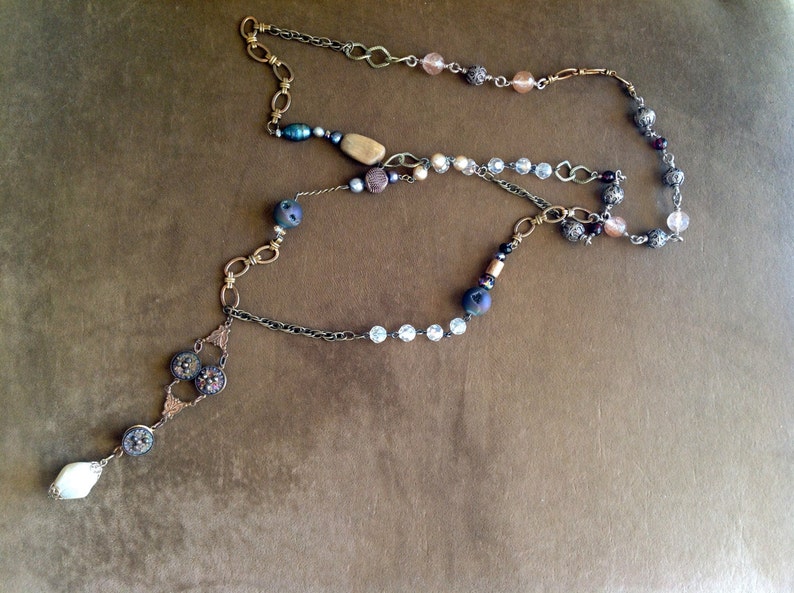 Vintage Beaded Long Chain Necklace image 1