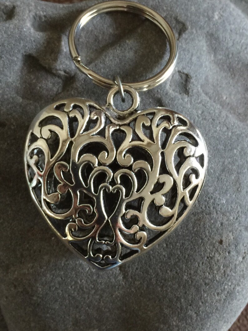 Large Retro Heart Keychain Pendant Etsy