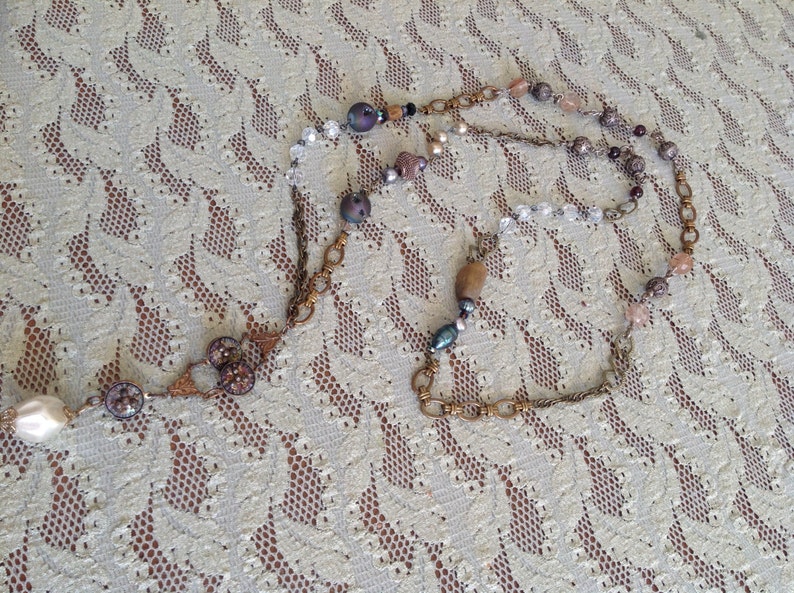 Vintage Beaded Long Chain Necklace image 5