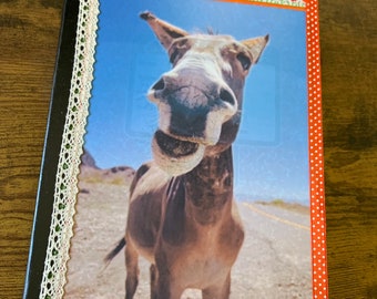 Handmade vintage collage donkey mule journal