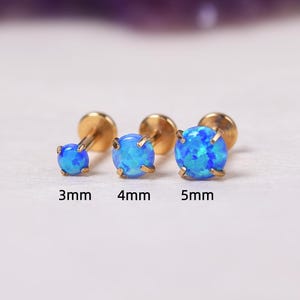 14k Gold Opal Claw Stud Earring: Helix, Tragus, Cartilage, Piercings