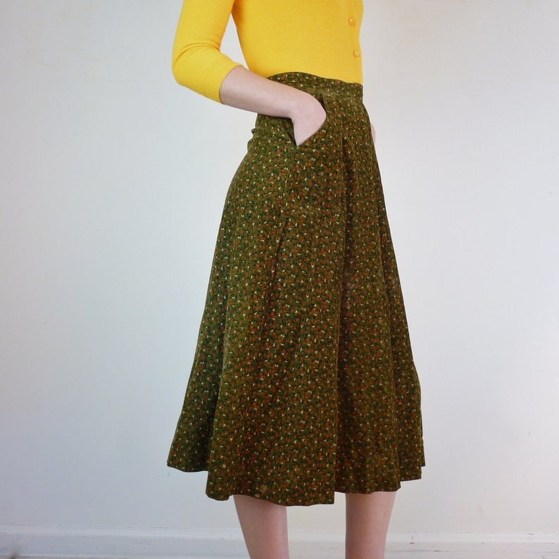 Vintage 1950s Skirt 50s Skirt Corduroy Skirt image 1